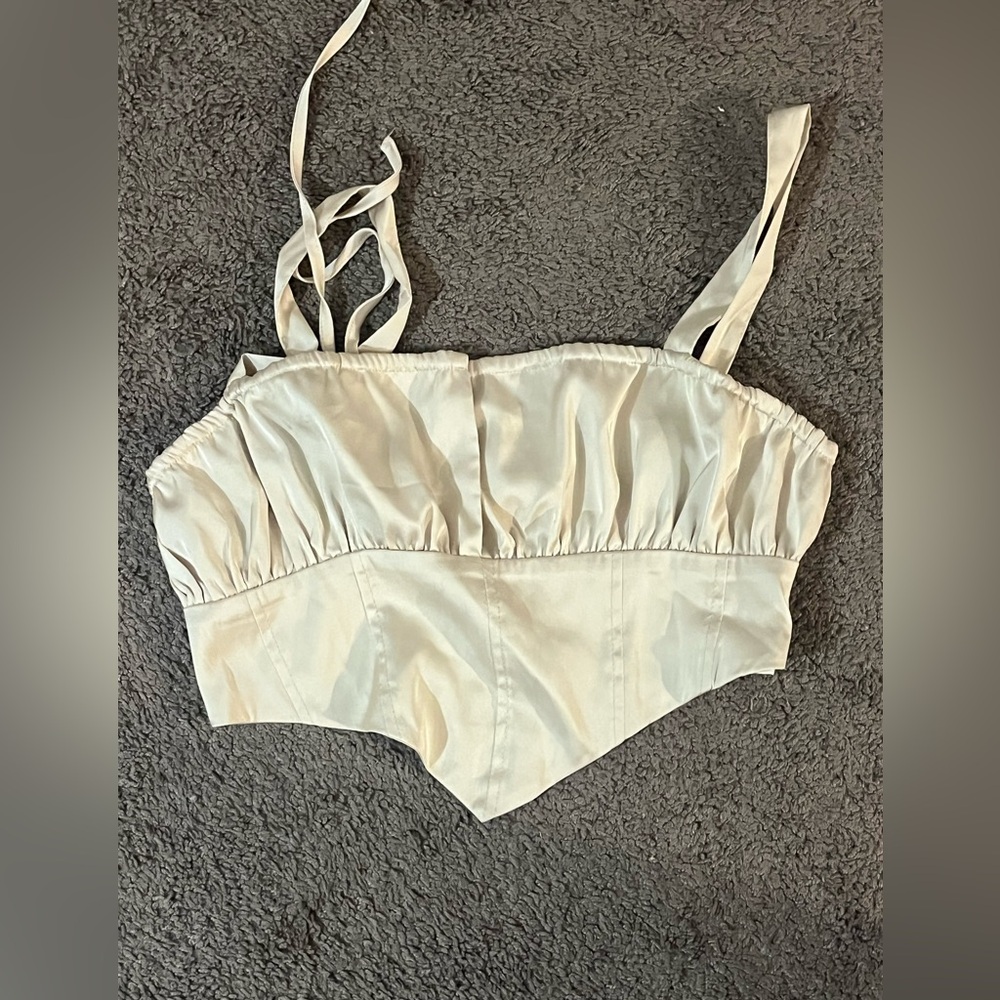 White satin crop top